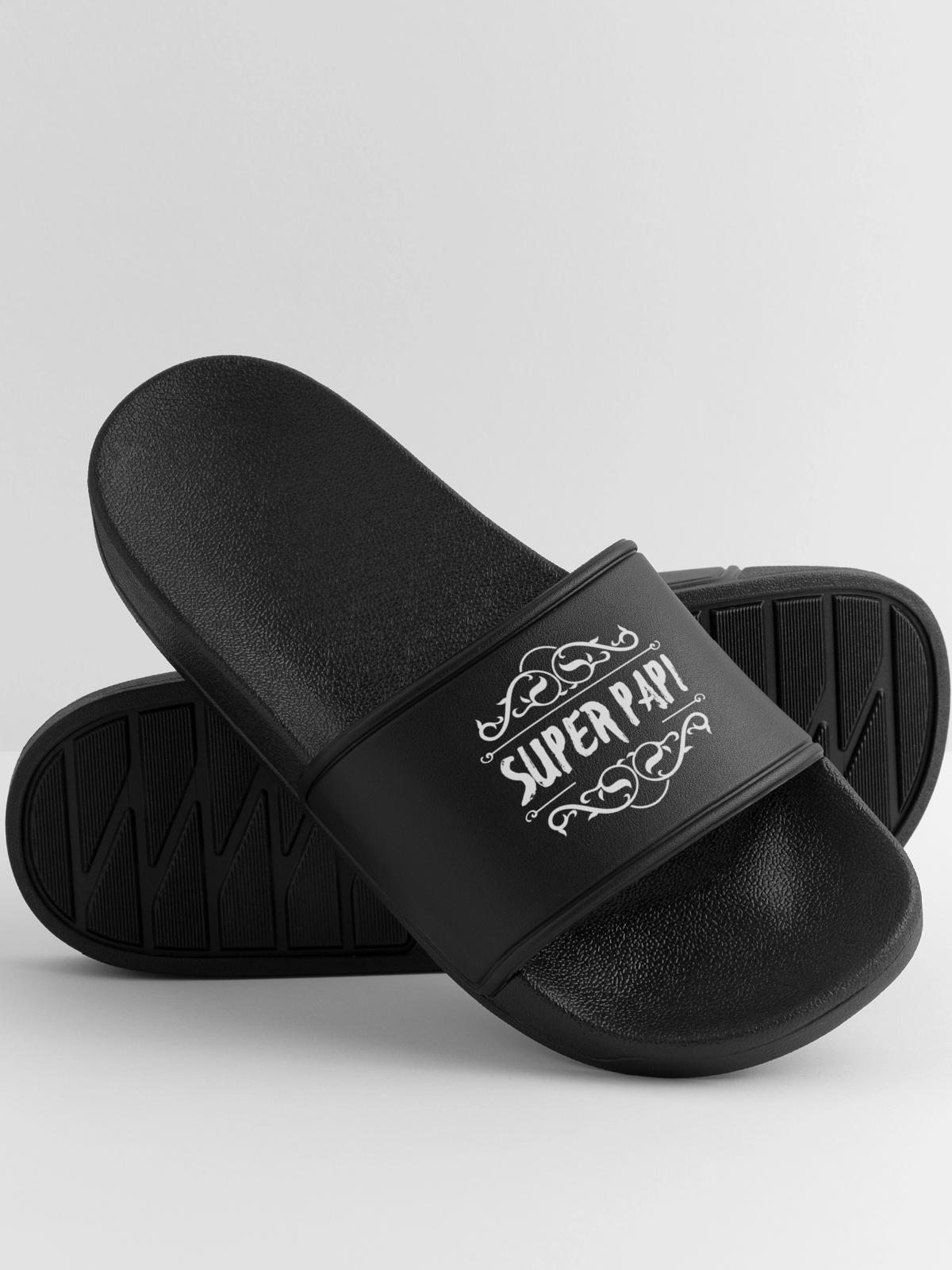 Super Papa Ornament Design - Männer Badelatschen - Schwarz - Vorne