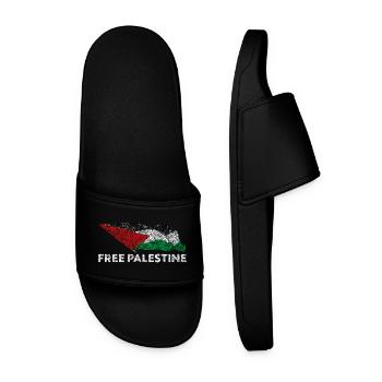 Free Palestine - Men’s Pool Sliders - black - Front