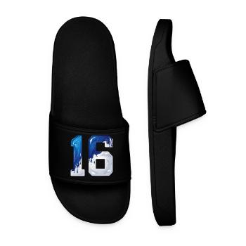 NO. 16 NUMBER 16 BLUE WHITE 16TH BIRTHDAY - Men’s Pool Sliders - black - Front