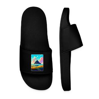 Mont Saint Michel France Vintage Travel Poster WPA - Men’s Pool Sliders - black - Front