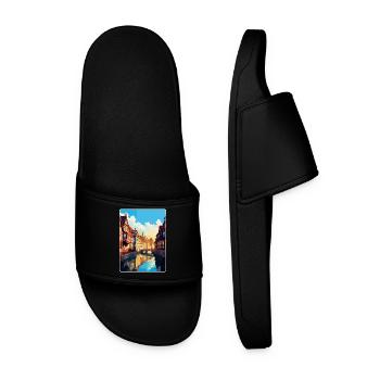 Colmar France Vintage Travel Poster WPA Souvenir - Men’s Pool Sliders - black - Front