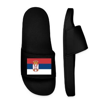 Serbien – Flagge mit Wappen und Krone - Männer Badelatschen - Schwarz - Vorne