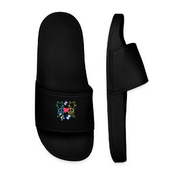 Retro Hippie Katzen Peace Katze Vintage Hippies - Männer Badelatschen - Schwarz - Vorne