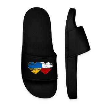Ukraine Polen Flagge Herz used - Männer Badelatschen - Schwarz - Vorne