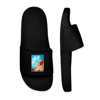 Knossos Palace Greece Vintage Travel Poster WPA - Men’s Pool Sliders - black - Front