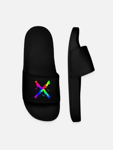 X Desing regenbogen - Männer Badelatschen - Schwarz