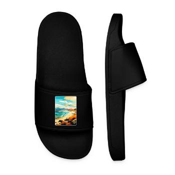 Isle Of Harris Scotland Uk Vintage Travel Poster - Men’s Pool Sliders - black - Front