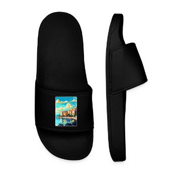 Cannes France Vintage Travel Poster WPA Souvenir - Men’s Pool Sliders - black - Front