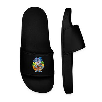 Lustige Hai Cartoon Sommer Strand Sonnenbrille Gitarre - Männer Badelatschen - Schwarz - Vorne