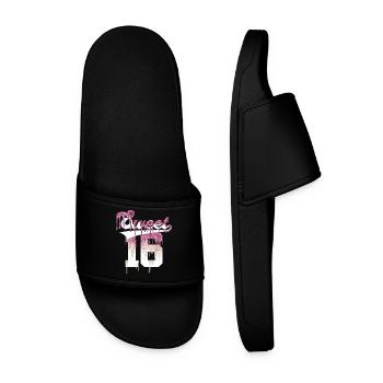 SWEET 16 FINALLY 16TH BIRTHDAY - Men’s Pool Sliders - black - Front