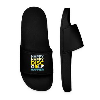 Happy Happy Disc Golf Happier Freizeit-Werfer - Männer Badelatschen - Schwarz - Vorne