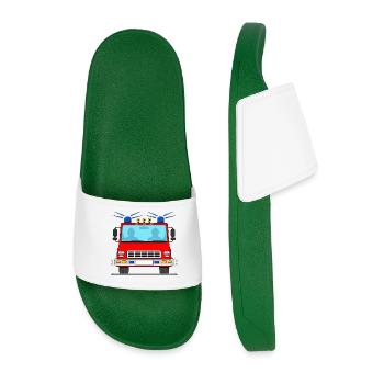 Fire engine without lettering - Men’s Pool Sliders - dark green - Front