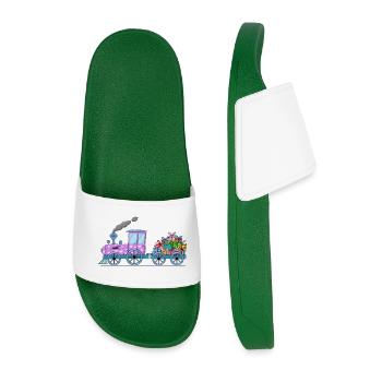 Children's train railway with trailer pink - Men’s Pool Sliders - dark green - Front