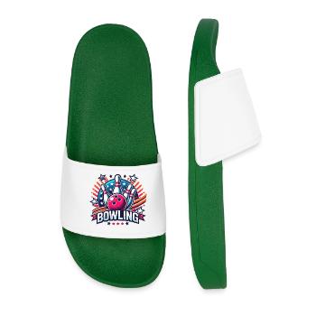 Bowling Logo - Men’s Pool Sliders - dark green - Front