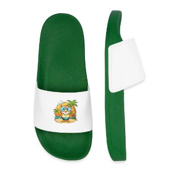 Owl Funny Cartoon Summer Beach Sunglasses - Men’s Pool Sliders - dark green - Front