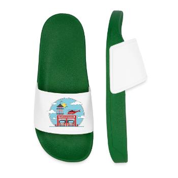 Fire station helicopter and fire truck - Men’s Pool Sliders - dark green - Front
