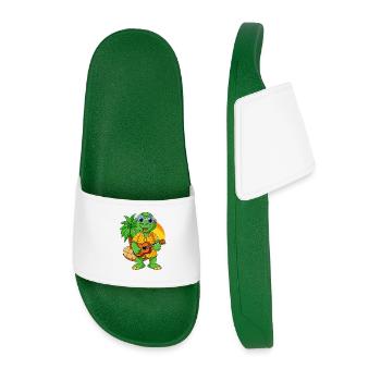 Funny Turtle Summer Beach Sunglasses Hawaiian - Men’s Pool Sliders - dark green - Front