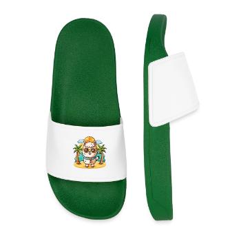 Alpaca Funny Cartoon Summer Beach Sunglasses - Men’s Pool Sliders - dark green - Front