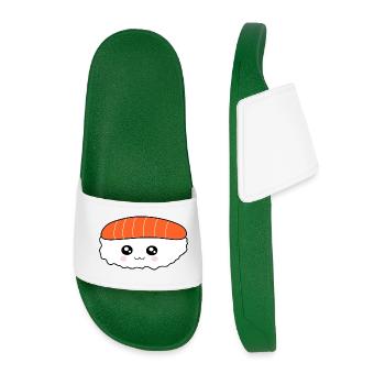 Kawaii, Nigiri, Saumon, Poisson, Riz, Cuisine japonaise - Claquettes Homme - vert foncé - Devant