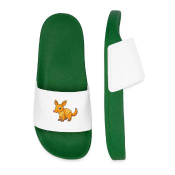 Aardvark Cute Mascot Cartoon Character Kawaii - Men’s Pool Sliders - dark green - Front