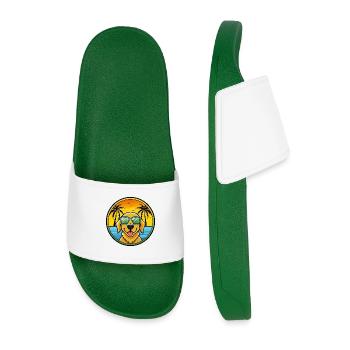 Goldador Dog Breed Cartoon Sunglasses Beach - Men’s Pool Sliders - dark green - Front