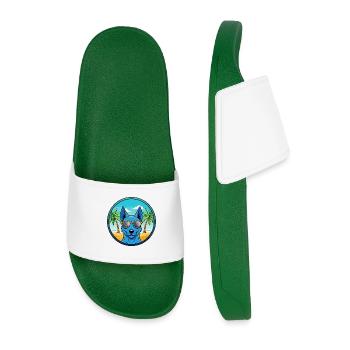 Blue Thai Ridgeback Dog Breed Cartoon Sunglasses - Men’s Pool Sliders - dark green - Front