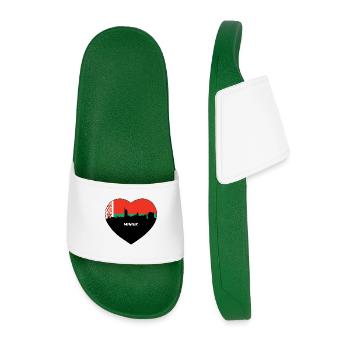 Minsk Weißrussland Flagge Skyline Reise Souvenir - Männer Badelatschen - Dunkelgrün - Vorne