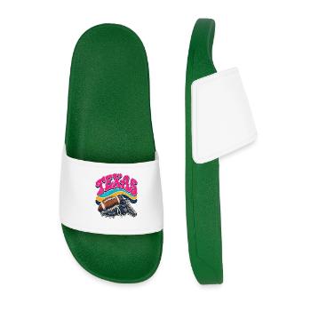 Texas Retro-Fußball & Boots Design - Männer Badelatschen - Dunkelgrün - Vorne