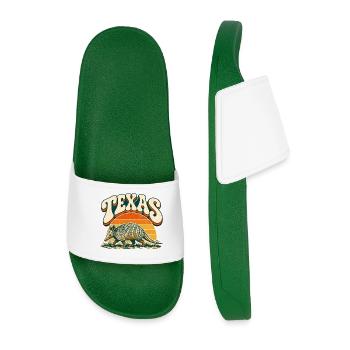 Texas Armadillo Retro Sonnenuntergang - Männer Badelatschen - Dunkelgrün - Vorne
