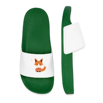 Fuchs mit Winterschal - Männer Badelatschen - Dunkelgrün - Vorne