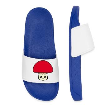 Champignon Kawaii Kawaii Chibi Nourriture Kawaii - Claquettes Femme - bleu roi - Devant