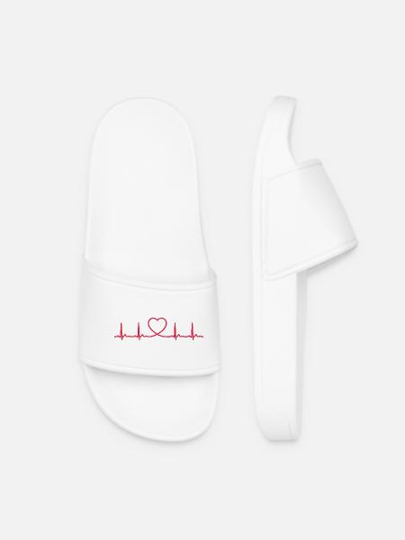 Ligne ECG du battement cardiaque Vecteur d’ondes d’impulsion médicale - Claquettes Femme - blanc