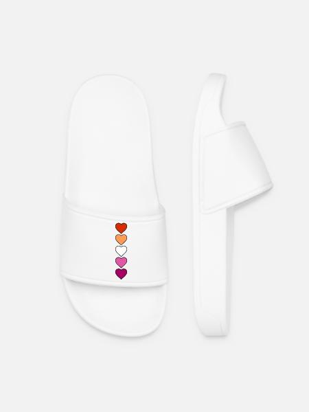 Lesbian Lesbian Hearts - Women’s Pool Sliders - white