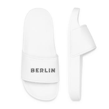 Berlin German Capital Hatching Letter - Women’s Pool Sliders - white - Front
