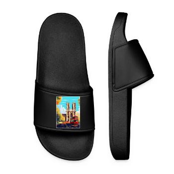 Westminster Abbey London England Uk Travel Poster - Women’s Pool Sliders - black - Front