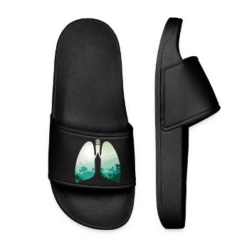 Green nature forest landscape lungs - Women’s Pool Sliders - black - Front