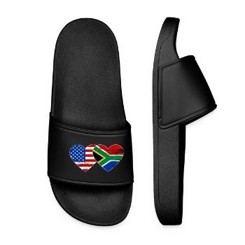 USA Südafrika Flagge Herzform used - Frauen Badelatschen - Schwarz - Vorne