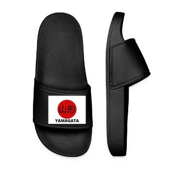 Yamagata Japan in Kanji - Women’s Pool Sliders - black - Front