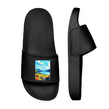 Loch Lomond National Park Travel Poster Souvenir - Women’s Pool Sliders - black - Front