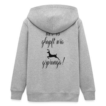des is ghupft wia gsprunga ! - Teenager Organic Kapuzenjacke Mini Cultivator von Stanley/Stella - Grau meliert - Hinten - AI Model Teenager Male light (155cm)