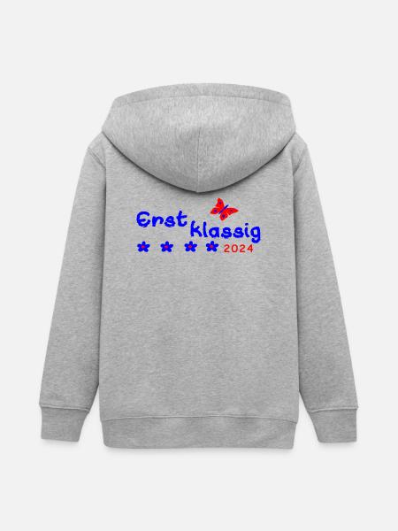 Schulanfang Erstklassig 2024 - Teenager Organic Kapuzenjacke Mini Cultivator von Stanley/Stella - Grau meliert