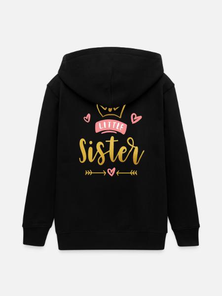 Little Sister Announcement – Baby & Kids Clothes - Teens Organic Zip-up Hoodie by Stanley/Stella - black