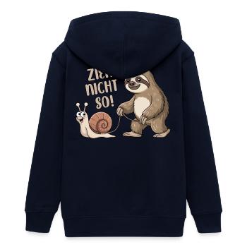 Zieh nicht so - Schnecke und Faultier - Teenager Organic Kapuzenjacke Mini Cultivator von Stanley/Stella - Navy - Hinten - AI Model Teenager Male light (155cm)