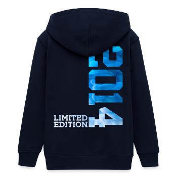 12. GEBURTSTAG LIMITED EDITION 2014 - Teenager Organic Kapuzenjacke Mini Cultivator von Stanley/Stella - Navy - Hinten - AI Model Teenager Male light (155cm)