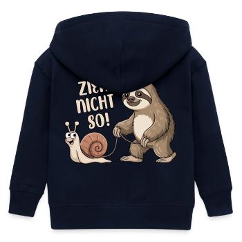 Zieh nicht so - Schnecke und Faultier - Kinder Organic Kapuzenjacke Mini Cultivator von Stanley/Stella - Navy - Hinten