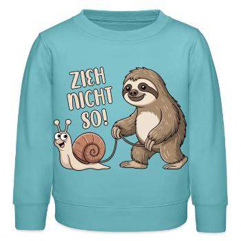 Zieh nicht so - Schnecke und Faultier - Kinder Organic Sweatshirt Mini Changer von Stanley/Stella - Pastelltürkis - Vorne - AI Model Kid Female (0cm)