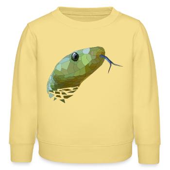 Schlange geometrisch Low Poly - Kinder Organic Sweatshirt Mini Changer von Stanley/Stella - Gelb Viva  - Vorne - AI Model Kid Male (0cm)