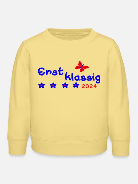 Schulanfang Erstklassig 2024 - Kinder Organic Sweatshirt Mini Changer von Stanley/Stella - Gelb Viva 