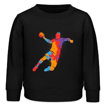 Handballspieler bunt Handballer Jungen Handball - Kinder Organic Sweatshirt Mini Changer von Stanley/Stella - Schwarz - Vorne - AI Model Kid Male (0cm)