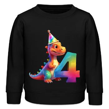 DINO 4 JAHRE DINOSAURIER 4. GEBURTSTAG - Kinder Organic Sweatshirt Mini Changer von Stanley/Stella - Schwarz - Vorne - AI Model Kid Male (0cm)